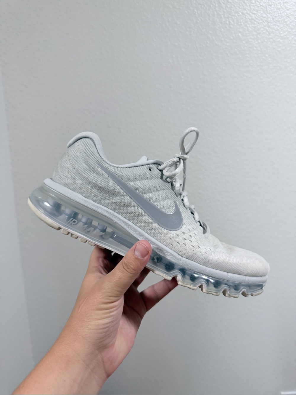 Nike Light Grey and Silver Air Max Running Shoe